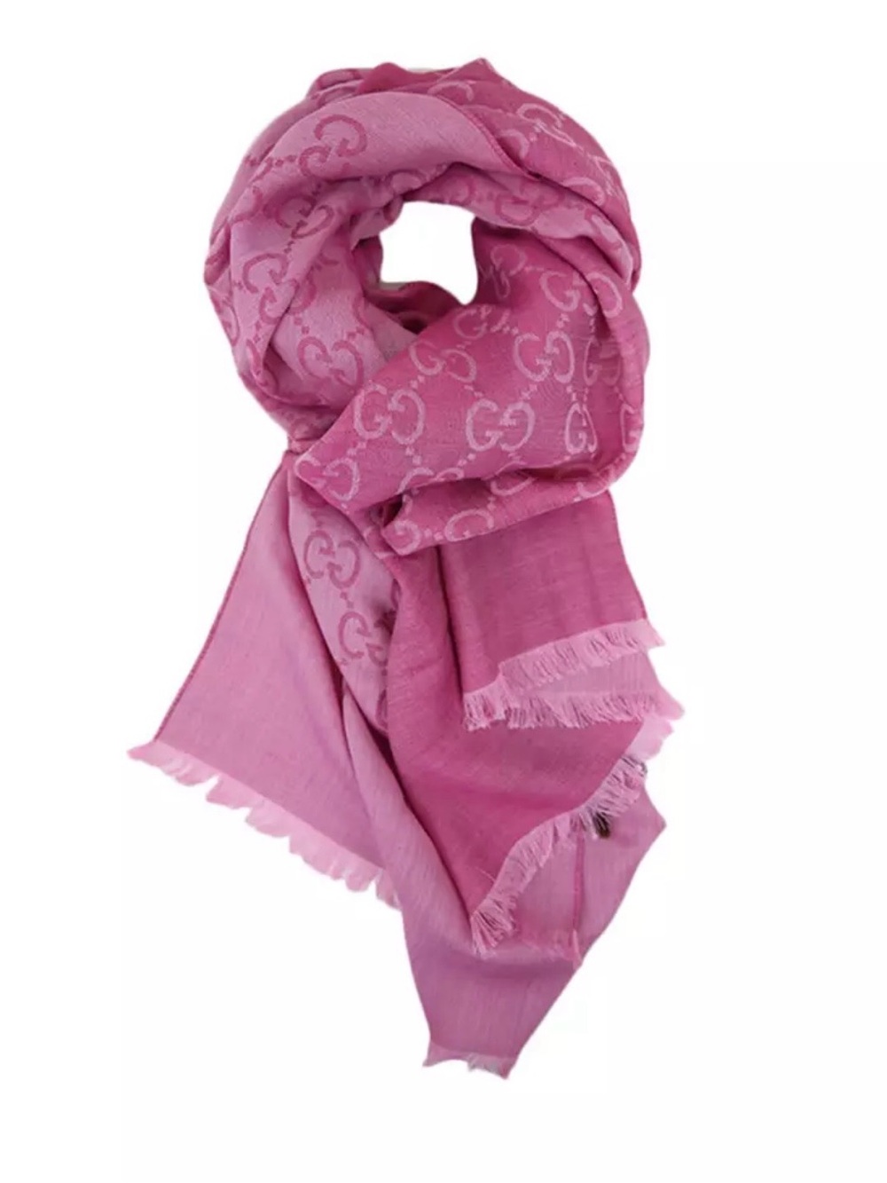 Gucci Pink GG Logo Modal-Silk Wrap Scarf